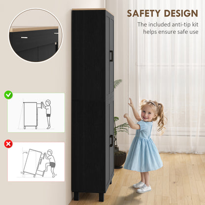Modern Kitchen Cupboard Storage Cabinet with 4 Shelves, Black