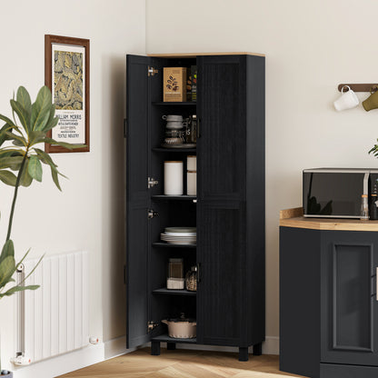 Modern Kitchen Cupboard Storage Cabinet with 4 Shelves, Black