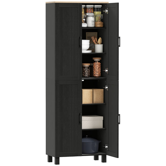 Modern Kitchen Cupboard Storage Cabinet with 4 Shelves, Black