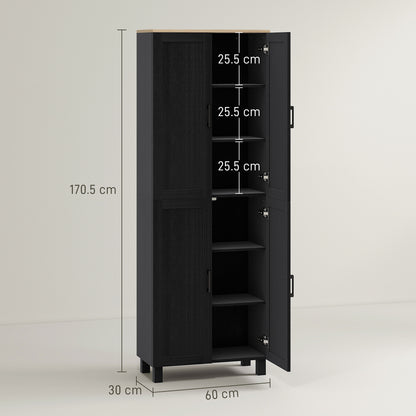 Modern Kitchen Cupboard Storage Cabinet with 4 Shelves, Black