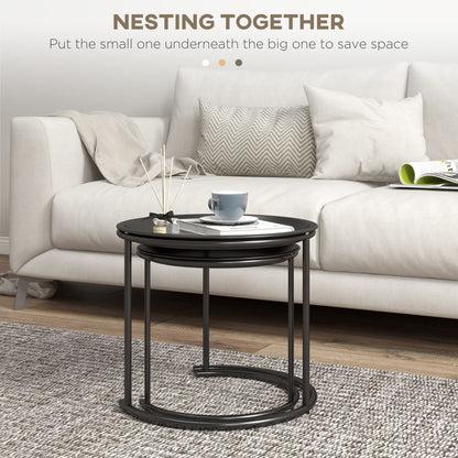 Nesting Tables Set of 2, End Table with Removable Tabletop Tray White