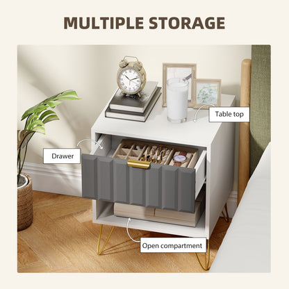 Set of 2 Nesting Coffee Table, Side Tables with Glass Top, Black