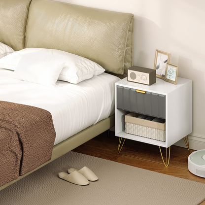 Bedside Drawers Modern Bedside Cabinet with Drawer and Handle, White