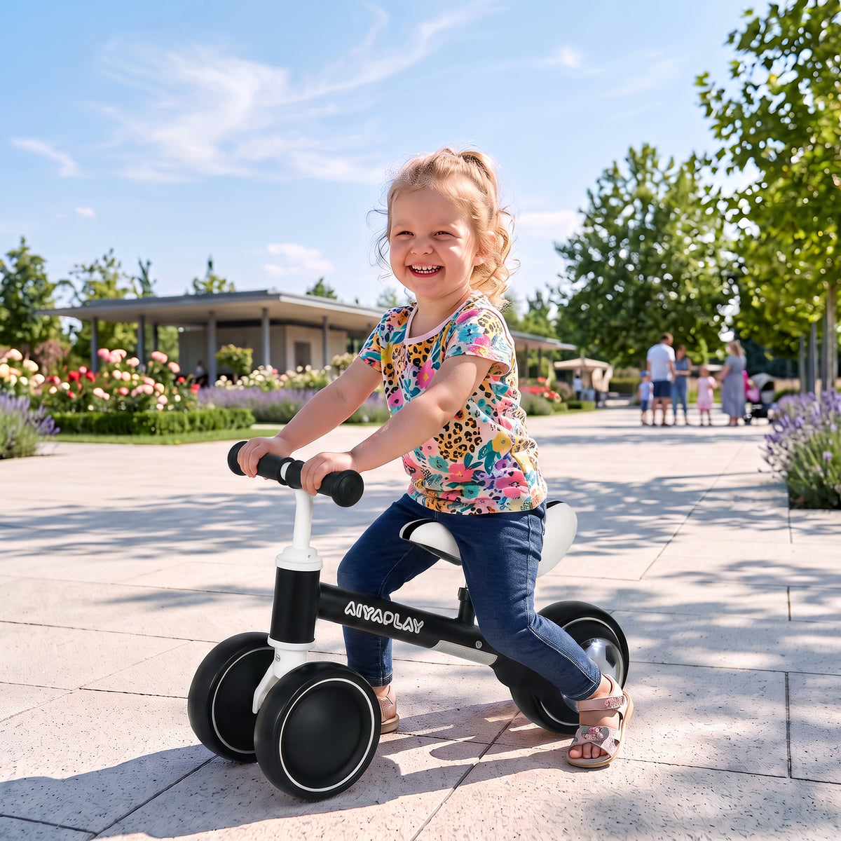 Balance Bike with 135° Steering Limit for Toddlers 1-2 Years, Black