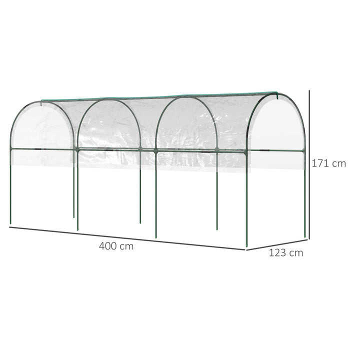 Tunnel Tomato Greenhouse with 4 Hoops and Top Tap, Pointed Bottom and Guy Ropes, Clear