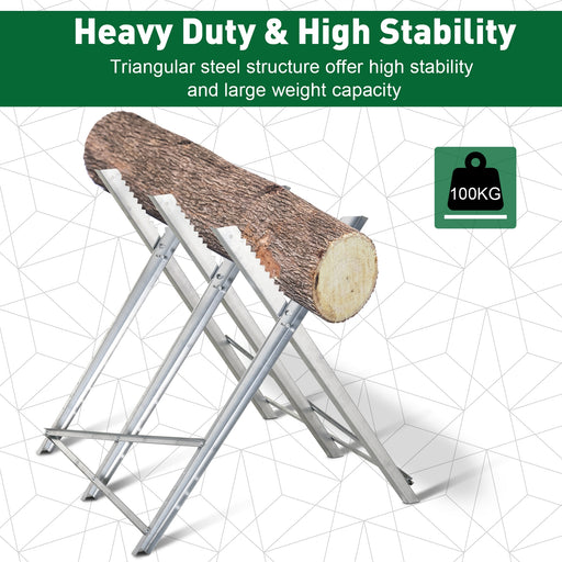 Saw Horse Steel Support Heavy Duty Foldable Design Sawtooth, Silver