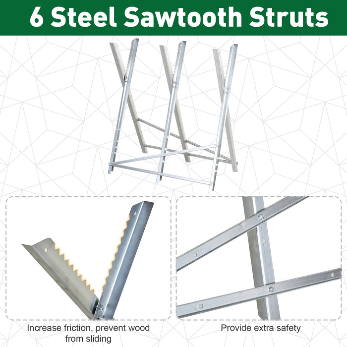 Saw Horse Steel Support Heavy Duty Foldable Design Sawtooth, Silver