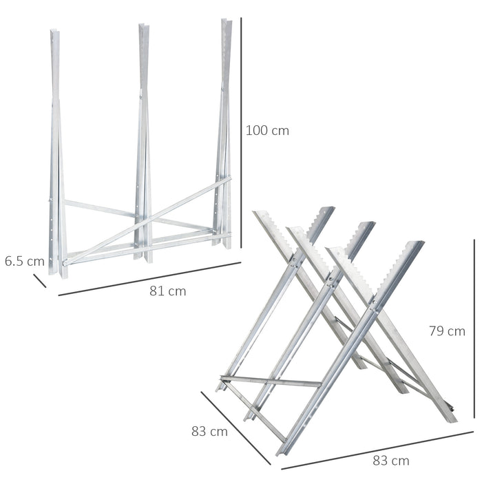 Saw Horse Steel Support Heavy Duty Foldable Design Sawtooth, Silver