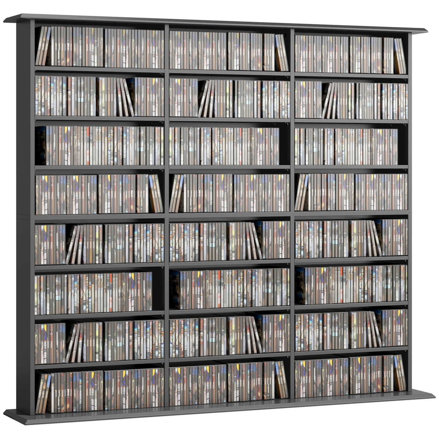 DVD Storage Unit, Media Storage Shelf with 24 Compartments, Black