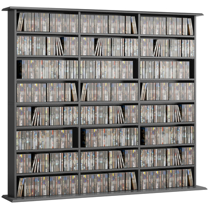 DVD Storage Unit, Media Storage Shelf with 24 Compartments, Black