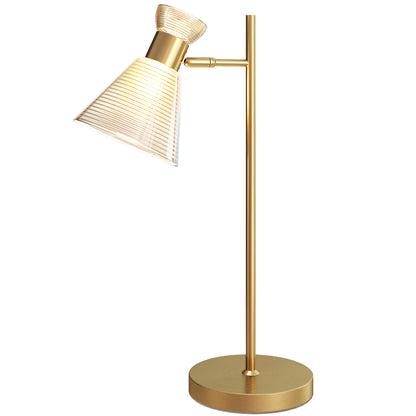 Table Lamp with Adjustable Head, Modern Bedside Lamp, Gold Tone