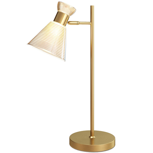 Table Lamp with Adjustable Head, Modern Bedside Lamp, Gold Tone