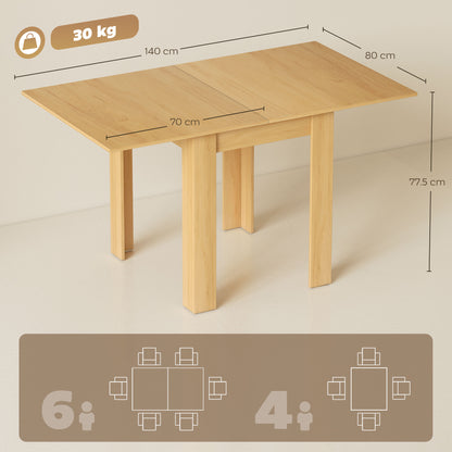 Folding Dining Table for 4-6, Drop Leaf Table, Natural