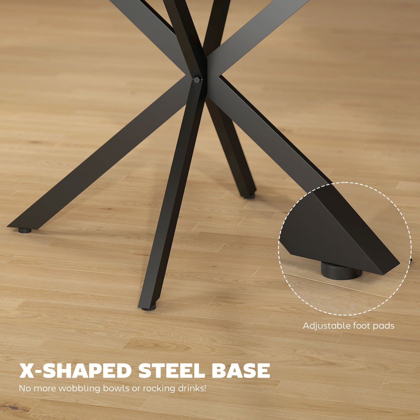 Extendable Dining Table for 4-6 with X-Shape Base, Natural Wood