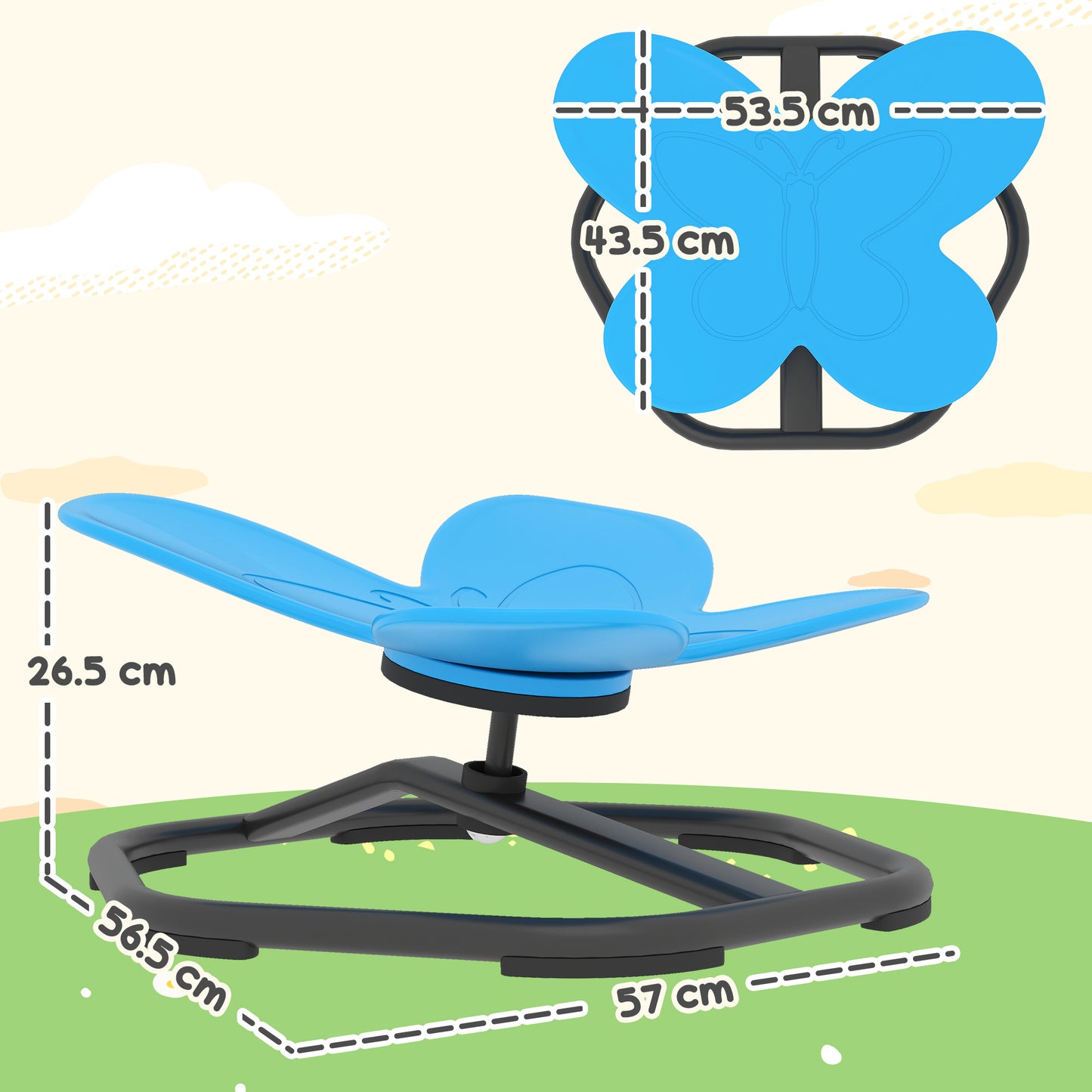 Butterfly-Shaped Kids Swivel Chair, Sensory Spinning Chair, Blue