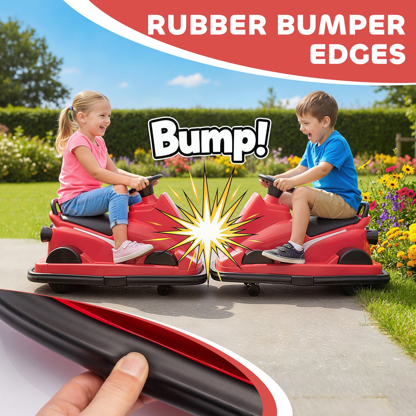 Electric Kids Bumper Car with 360 Degree Rotation Spin, Red