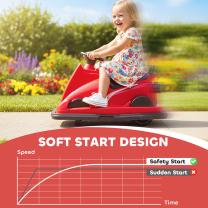 Electric Kids Bumper Car with 360 Degree Rotation Spin, Red