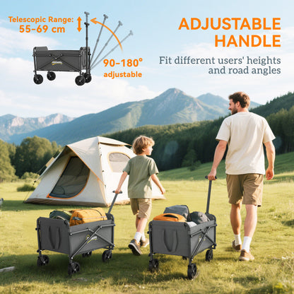 41L Festival Trolley, 60kg Heavy Duty Folding Trolley Cart, Grey