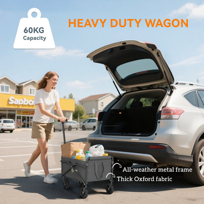 41L Festival Trolley, 60kg Heavy Duty Folding Trolley Cart, Grey