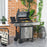 Gas Barbecue Grill 3+1 Burner Garden Smoker BBQ Trolley w/ Side Burner Warming Rack Side Shelves Piezo Ignition Thermometer