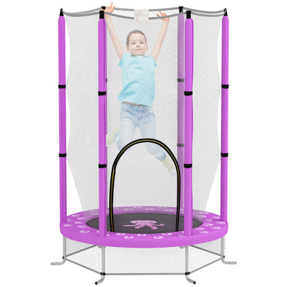 4.6ft Toddler Trampoline w/ Safety Enclosure Net, for Indoor Outdoor Use, Ages 3-6 Years, Purple