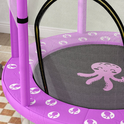 4.6ft Toddler Trampoline w/ Safety Enclosure Net, for Indoor Outdoor Use, Ages 3-6 Years, Purple