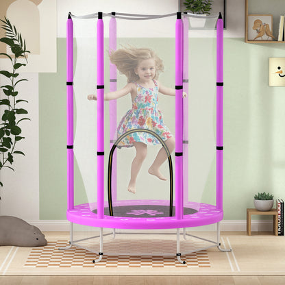 4.6ft Toddler Trampoline w/ Safety Enclosure Net, for Indoor Outdoor Use, Ages 3-6 Years, Purple