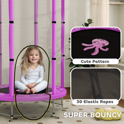4.6ft Toddler Trampoline w/ Safety Enclosure Net, for Indoor Outdoor Use, Ages 3-6 Years, Purple