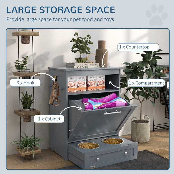 Pet Feeder Station, Dog Cat Food Storage Feeding Station, Food Cabinet