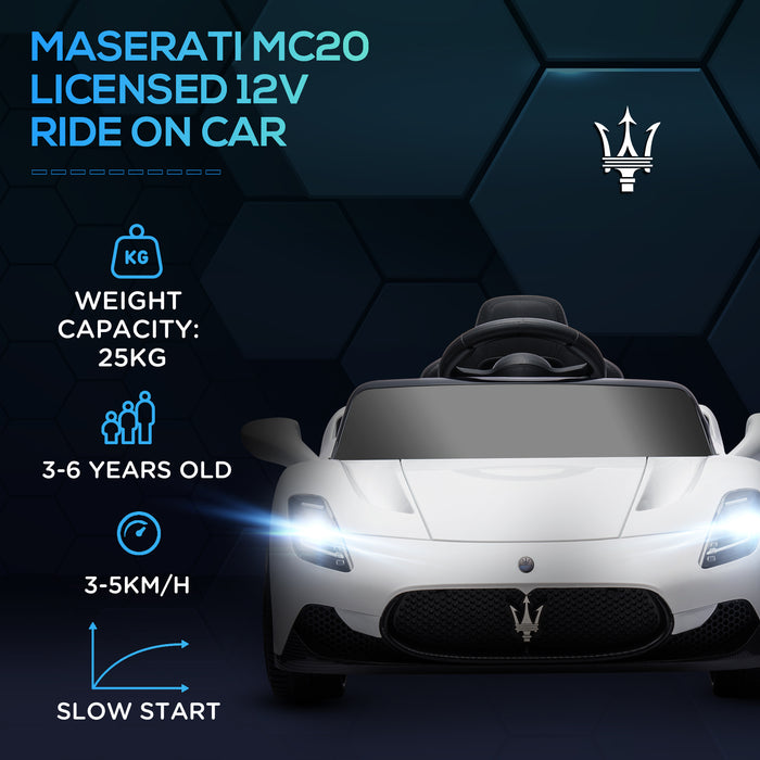 Maserati MC20 Licensed 12V Kids Ride on Car w/ Remote, White