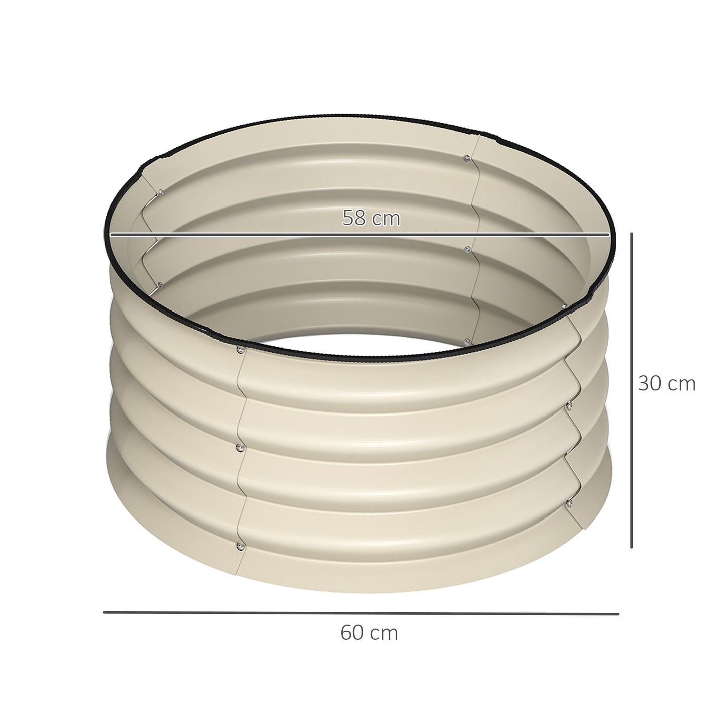 Set of 2 Raised Garden Bed with Safety Edging, Cream White