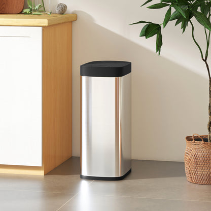 50L Sensor Bin, Touchless Kitchen Bin, Battery Operated, Silver Tone