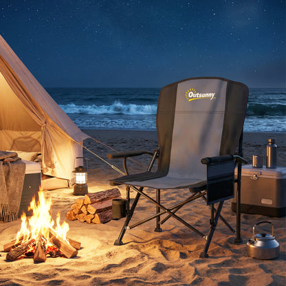 Camping Chair Padded with Side Pocket Black
