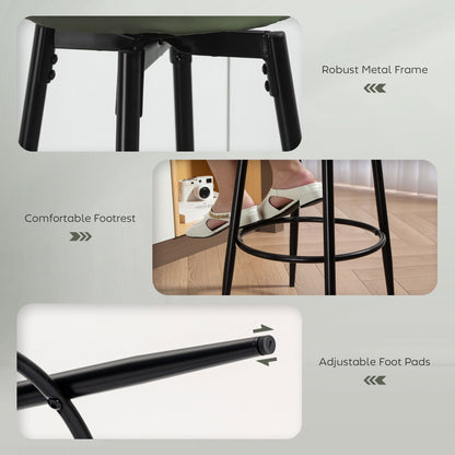 Swivel Bar Stools Set of 2, PU Leather Barstools with Footrest