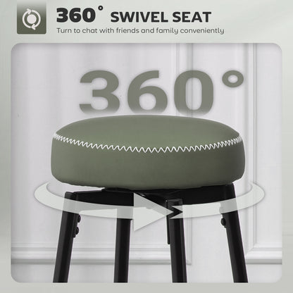 Swivel Bar Stools Set of 2, PU Leather Barstools with Footrest