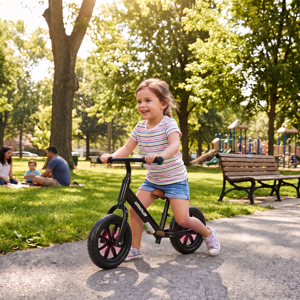 11.2" Balance Bike with Lighting Wheels for 2-5 Years, Black
