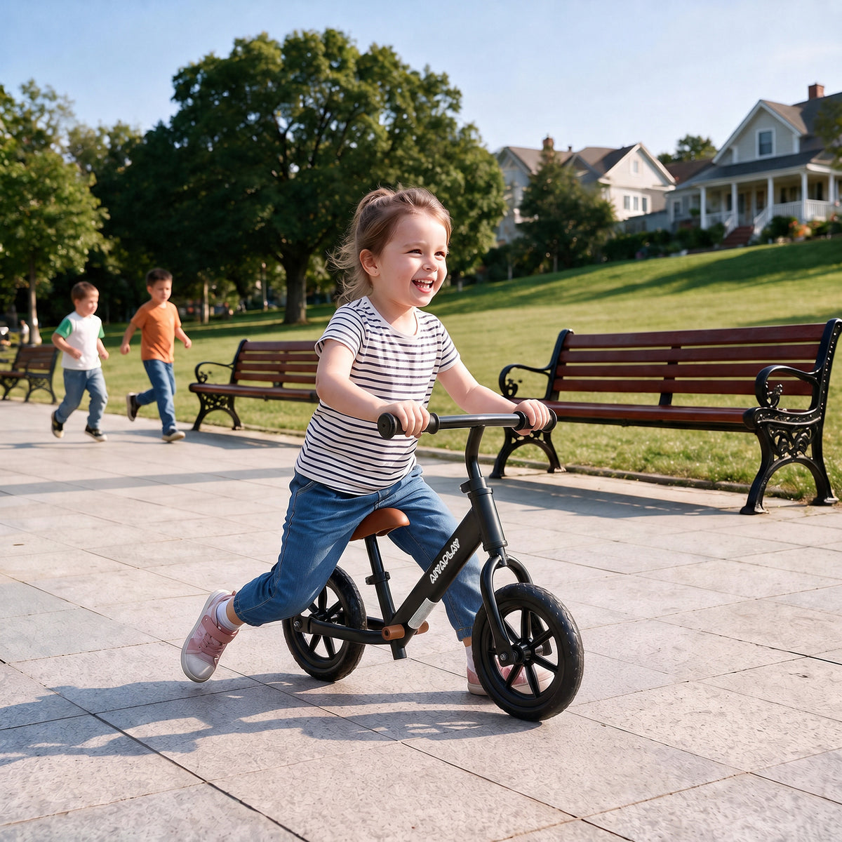 11.2" Balance Bike with Lighting Wheels for 2-5 Years, Black
