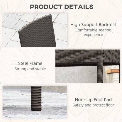 2 PCs Rattan Garden Chairs with Cushion, Wicker Dining Chairs, Grey