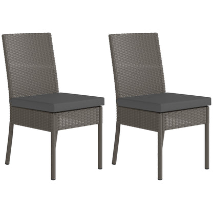 2 PCs Rattan Garden Chairs with Cushion, Wicker Dining Chairs, Grey