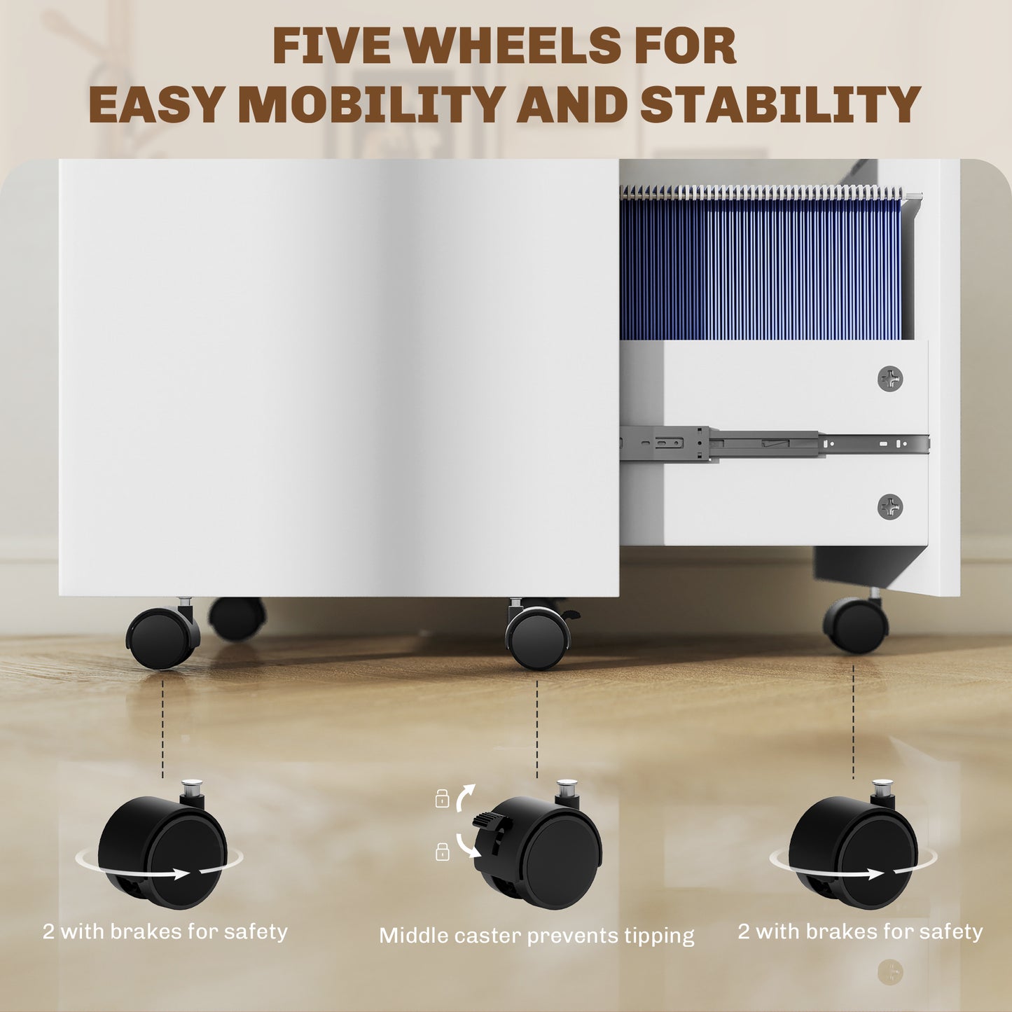 2 Drawer Filing Cabinet with Adjustable Hanging Bars for A4 and Letter