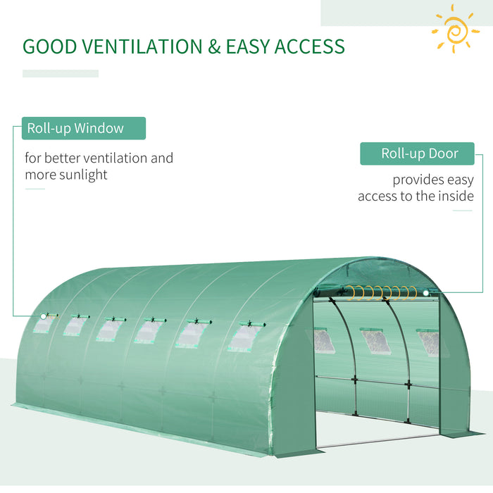 6 x 3 x 2m Greenhouse Replacement Cover ONLY Winter Garden Plant PE Cover for Tunnel Walk-in Greenhouse with Roll-up Windows