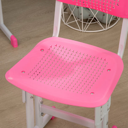 Kids Desk and Chair Set w/ Drawer, Book Stand, Pen Slot, Pink