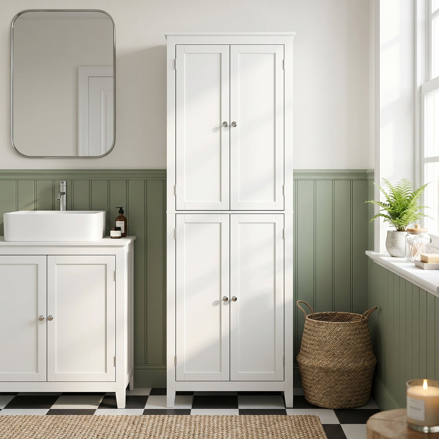 170 cm Tall Bathroom Storage Cabinet with Adjustable Shelves