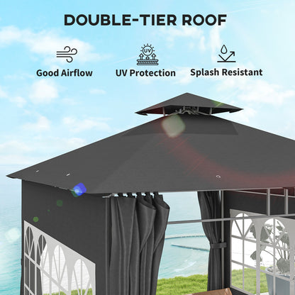 3 x 3 m Garden Gazebo, Outdoor Gazebo Canopy Shelter, Dark Grey
