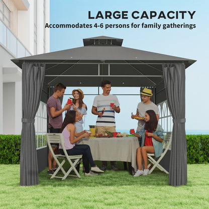3 x 3 m Garden Gazebo, Outdoor Gazebo Canopy Shelter, Dark Grey