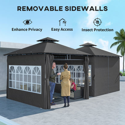 3 x 3 m Garden Gazebo, Outdoor Gazebo Canopy Shelter, Dark Grey