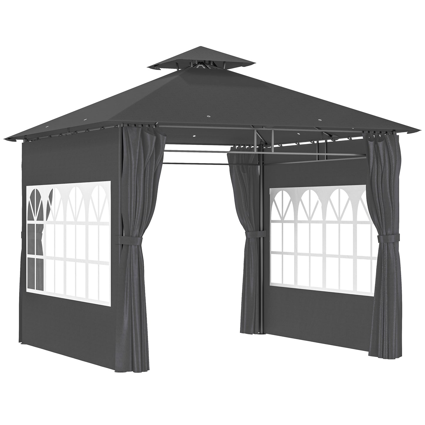 3 x 3 m Garden Gazebo, Outdoor Gazebo Canopy Shelter, Dark Grey