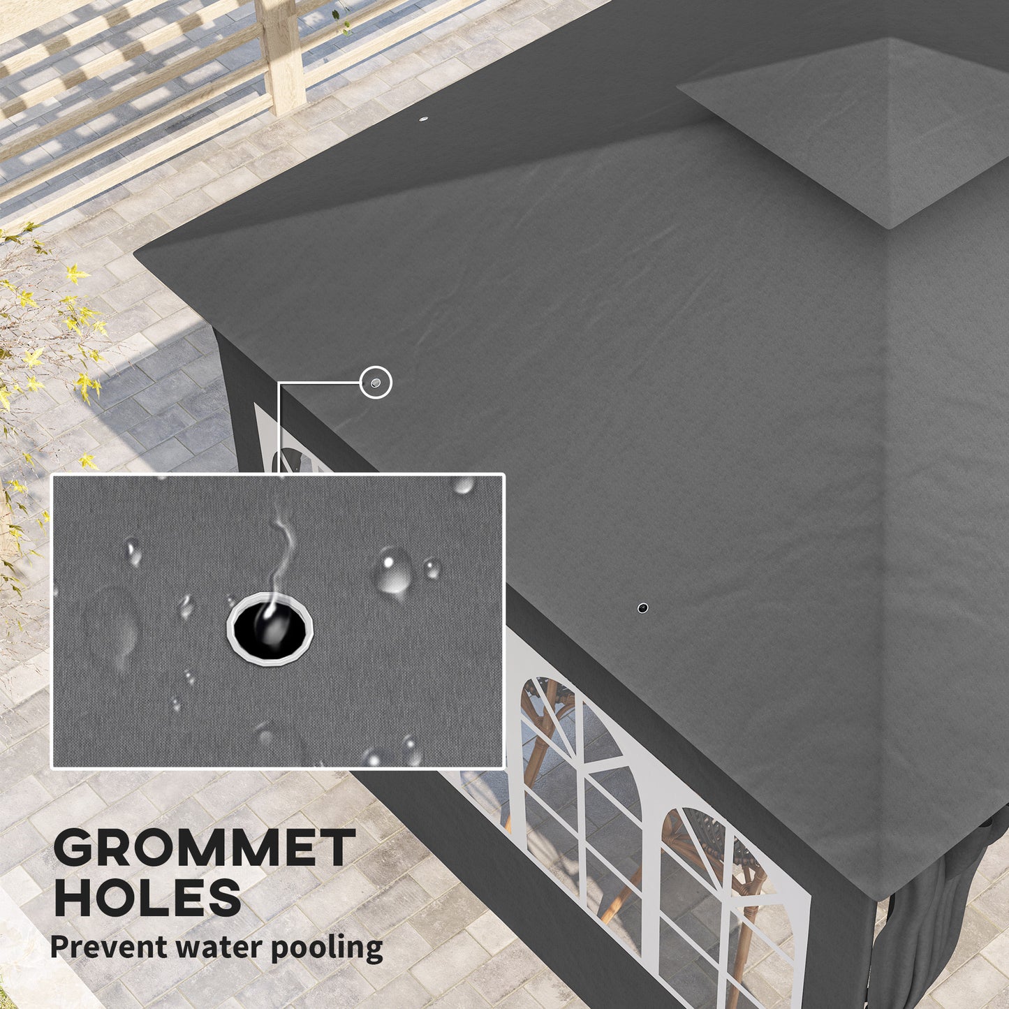 3 x 3 m Garden Gazebo, Outdoor Gazebo Canopy Shelter, Dark Grey