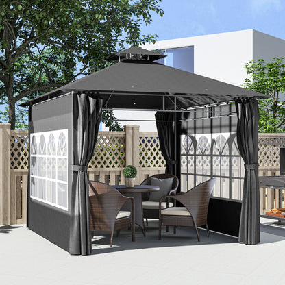 3 x 3 m Garden Gazebo, Outdoor Gazebo Canopy Shelter, Dark Grey