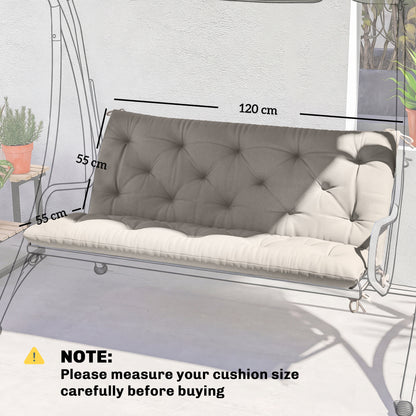 Garden Bench Cushion, Seat Pad with Ties, Light Grey